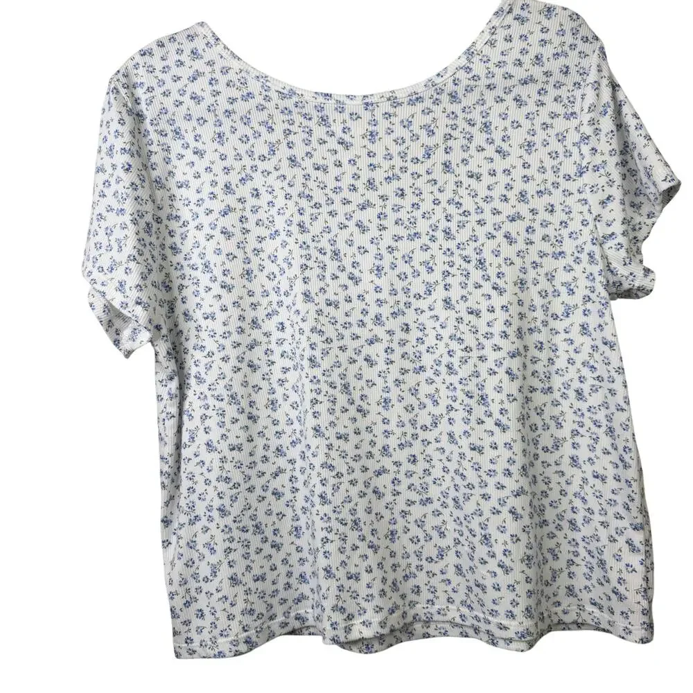 Jaclyn New York Intimates NWOT White Blue Floral Ditsy Print Pajama Lounge Set